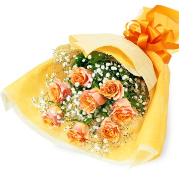 オレンジバラの花束　525105の画像