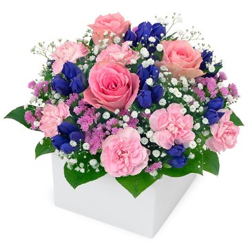 ピンクバラとリンドウのアレンジ　524374の画像