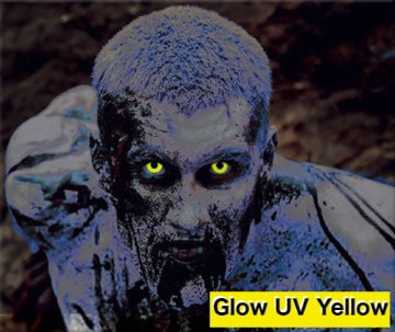 Glow UV Yellow Mini Sclera 17mm ミニ全眼 2枚1組画像