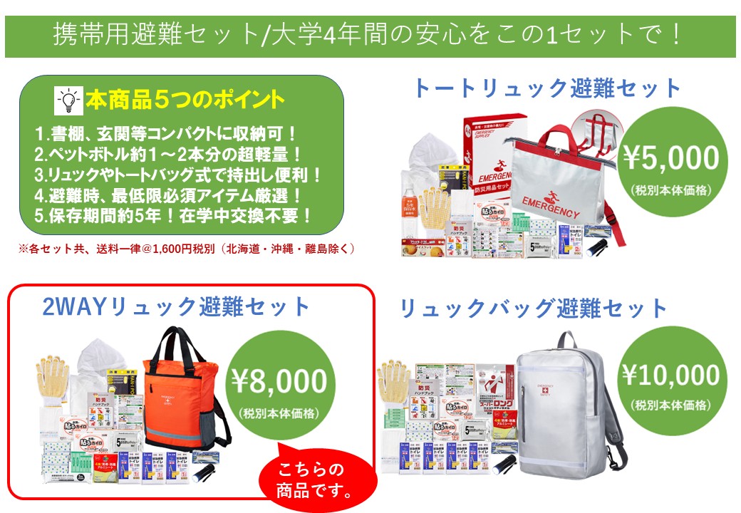 2WAYリュック避難セットの画像