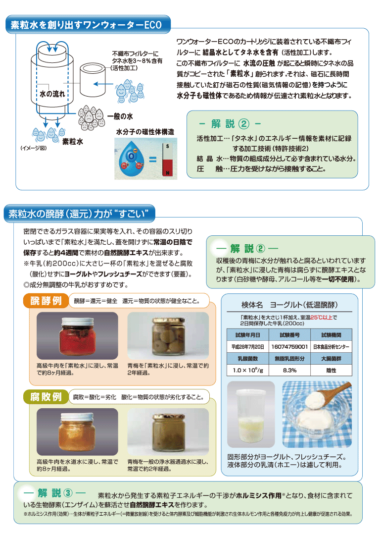 発酵する水 素粒水 浄水器 ワンウォーターECOの画像