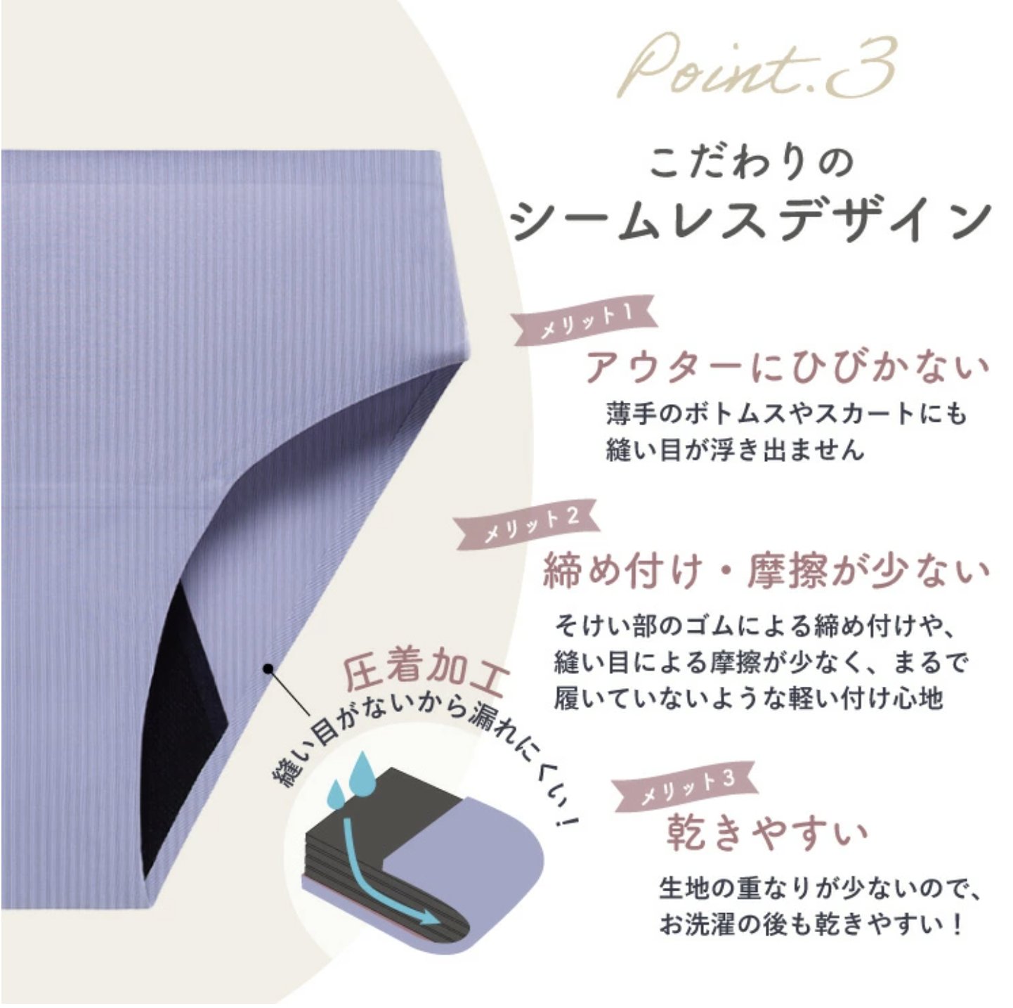 【LAQREE 吸水ショーツ】　シームレスタイプの画像