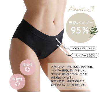 【LAQREE 吸水ショーツ】　バンブー95%の画像