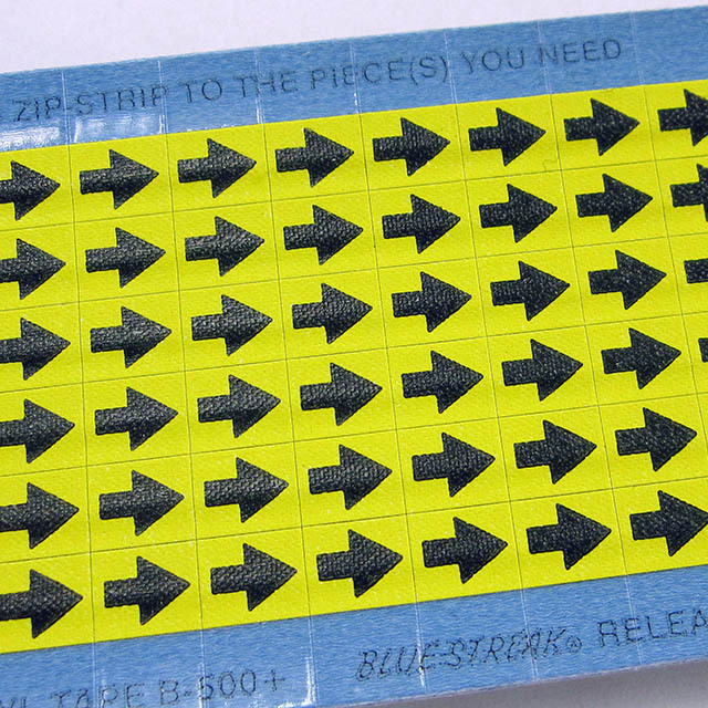故障指示ラベル EIA-3025-YL(25CDS/BX) 　黄色地に黒矢印  (f493302)画像