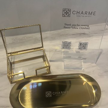 オリジナル 開店祝い ギフト 3点セット アクリル看板 キャッシュトレイ カードケース 名入れ QRコード ロゴ印刷の画像
