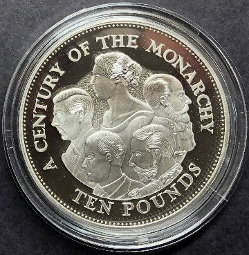 イギリス ガーンジー 2000年 10ポンド 王の世紀 5オンス銀貨画像