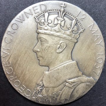 イギリス1937年ジョージ6世戴冠銀メダル画像