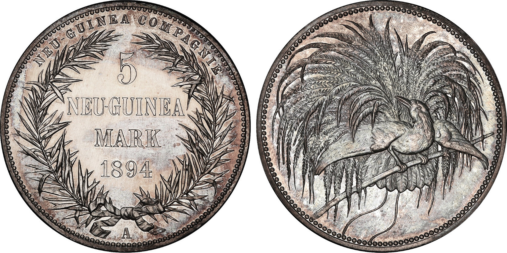 ドイツ ニューギニア1894年5マルク銀貨PCGS PR63 | PREMIUM GOLD COIN