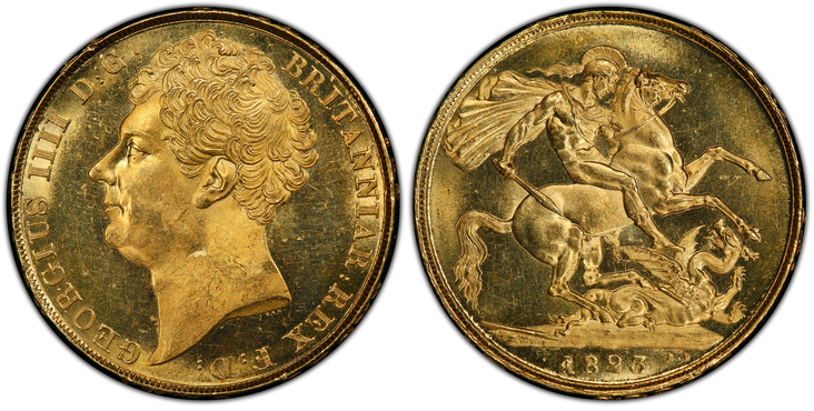 イギリス1823年ジョージ4世2ポンド金貨PCGS MS63画像