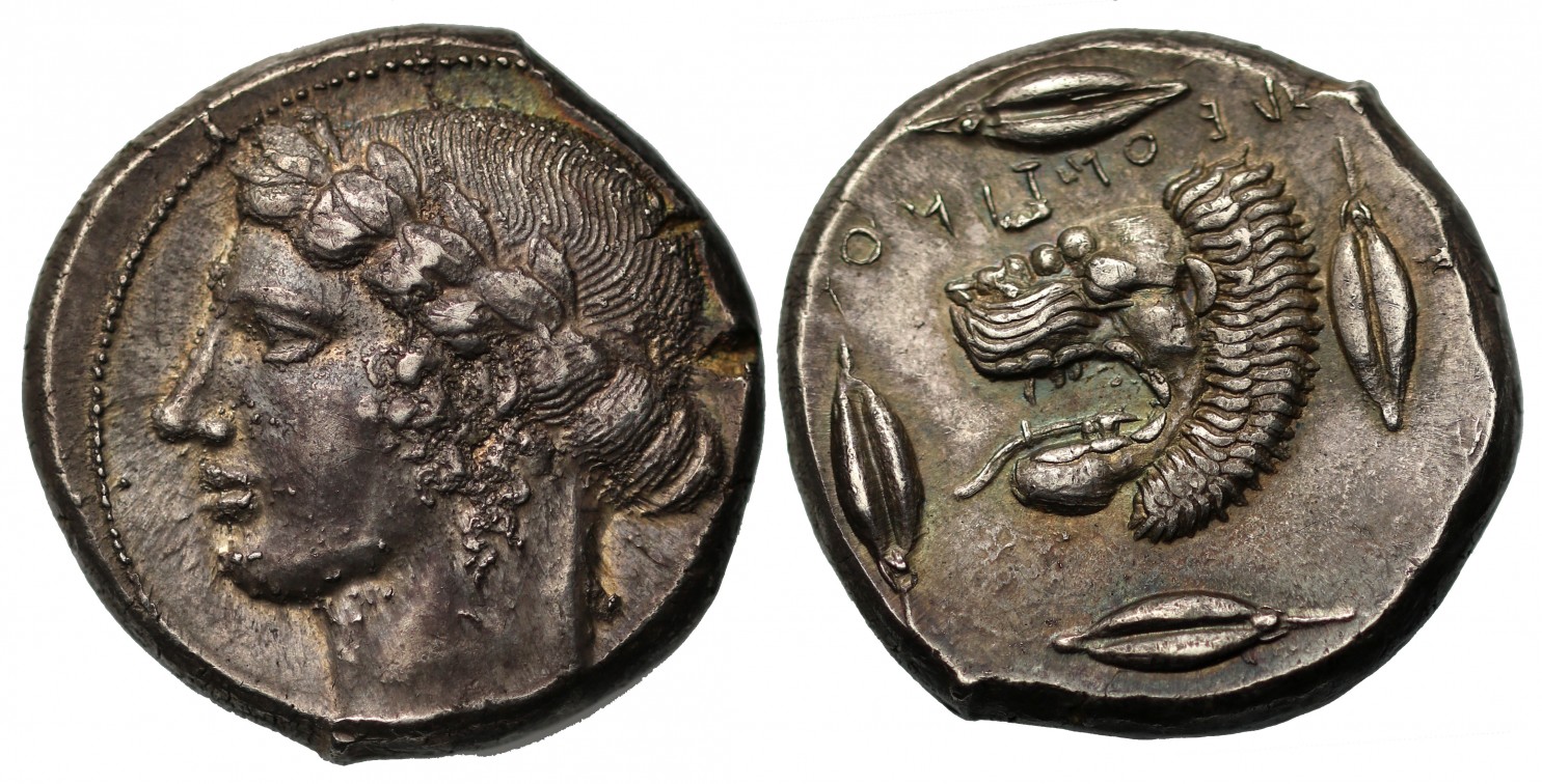 古代ギリシャ シシリー レオンティノイ BC 430年 テトラドラクマ銀貨画像