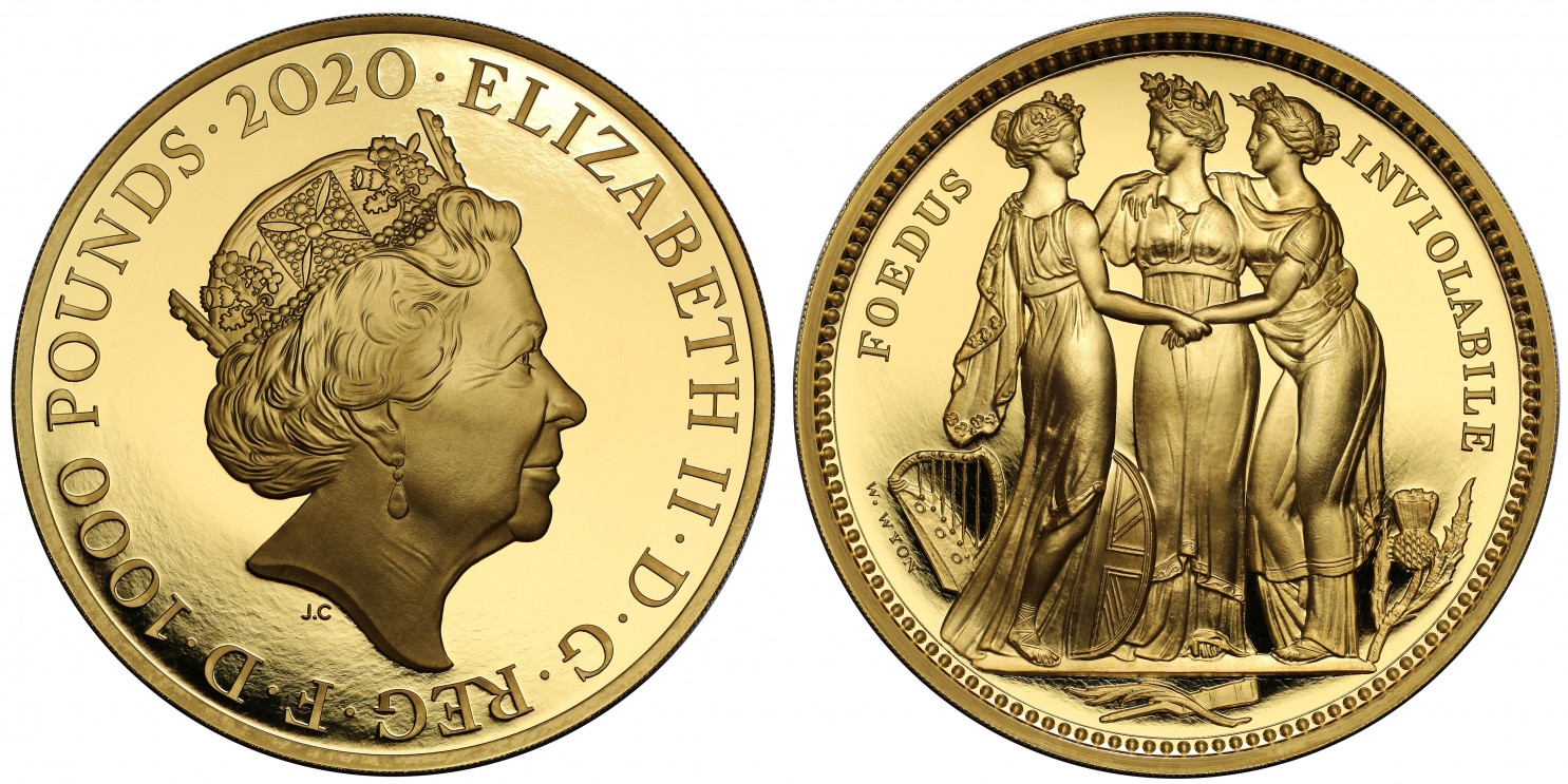 イギリス2020年スリーグレイセス1kg金貨NGCPF70UCAM画像
