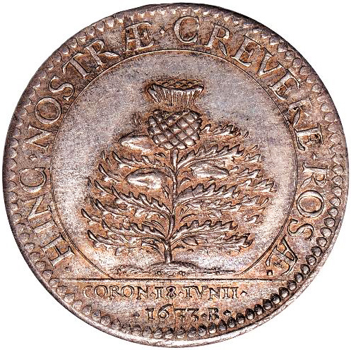 イギリス スコットランド1633年チャールズ1世戴冠銀メダル PCGS MS62画像