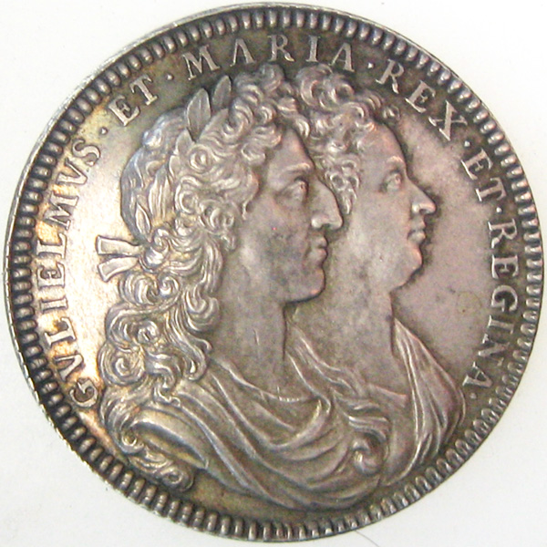 イギリス1689年ウイリアム＆メアリ 戴冠銀メダル NGC MS63画像