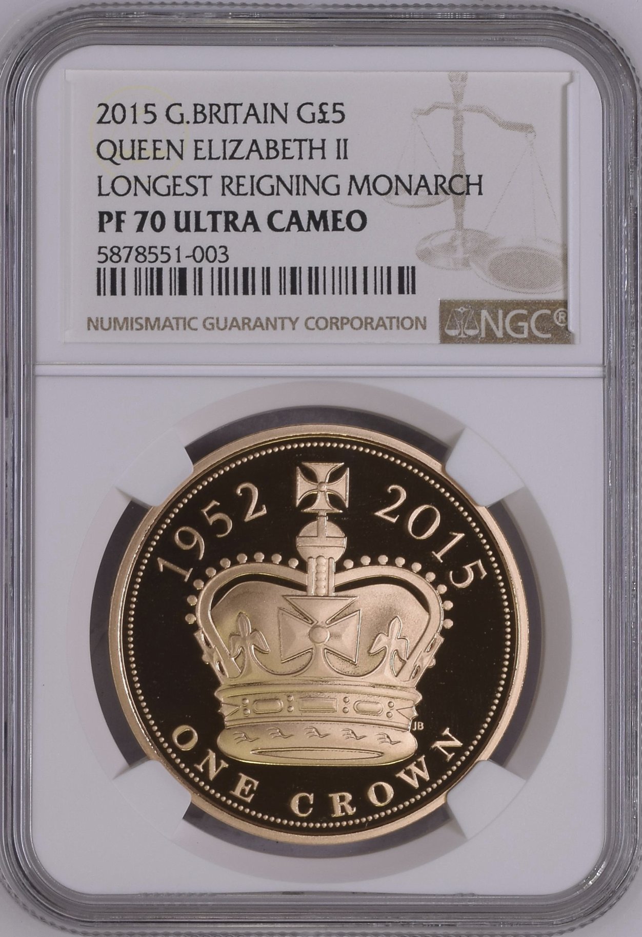 最長在位記念 エリザベス2世 2015 イギリス 5オンス 銀貨 NGC コイン 