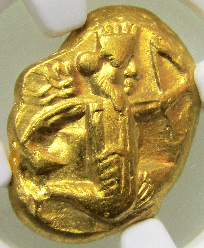 ペルシャアケメネス朝紀元前455-420年ダリック金貨MS 4/5 5/5画像
