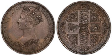 イギリス1847年ゴシッククラウン銀貨PCGS PR62画像