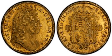 1694/3年ウィリアム＆メアリー2ギニー金貨PCGS MS64画像