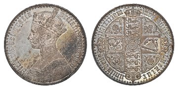 イギリス1847年ヴィクトリアゴシッククラウン銀貨NGC PF65CAM画像