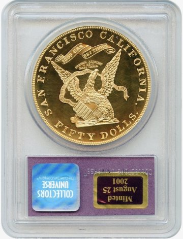 アメリカ ケロッグ1855年50ドル金貨PCGS GEMプルーフリストライク画像