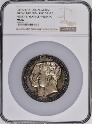イギリス1885年ヘンリー＆ベアトリース銀メダルMS67画像