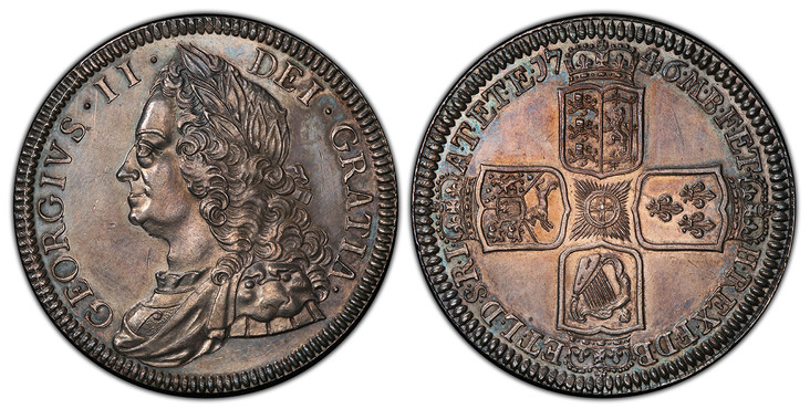 イギリス1746年ジョージ2世クラウン銀貨 PCGS PR61 画像
