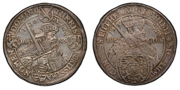 ドイツ ザクソン-アルバータイン1630年2ターラー銀貨 PCGS AU55画像