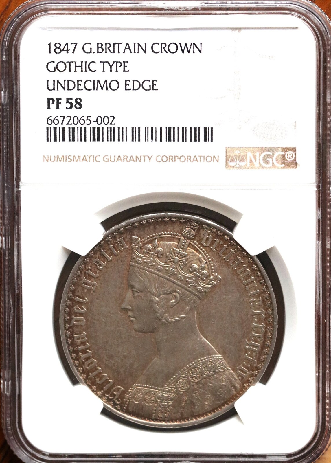 イギリス1847年ゴシッククラウン銀貨NGC PF58画像