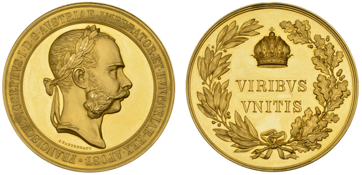 オーストリア1888年フランツ・ヨーゼフ1世大型24ダカット金メダルNGC PF63UCAM画像