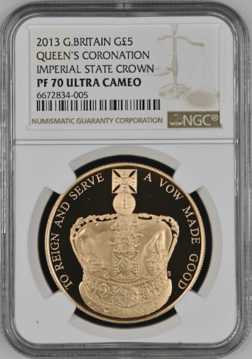 イギリス2013年5ポンド金貨 王冠NGC PF70UCAM画像
