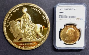 イギリス ウエストミンスター製ウナ＆ライオン6オンス純銀/金メッキメダル画像