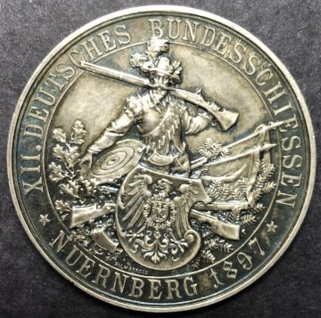ドイツニュルンベルク1897年射撃祭/都市景観 銀メダル画像
