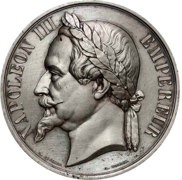 フランス1865年ナポレオン大型銀メダル画像