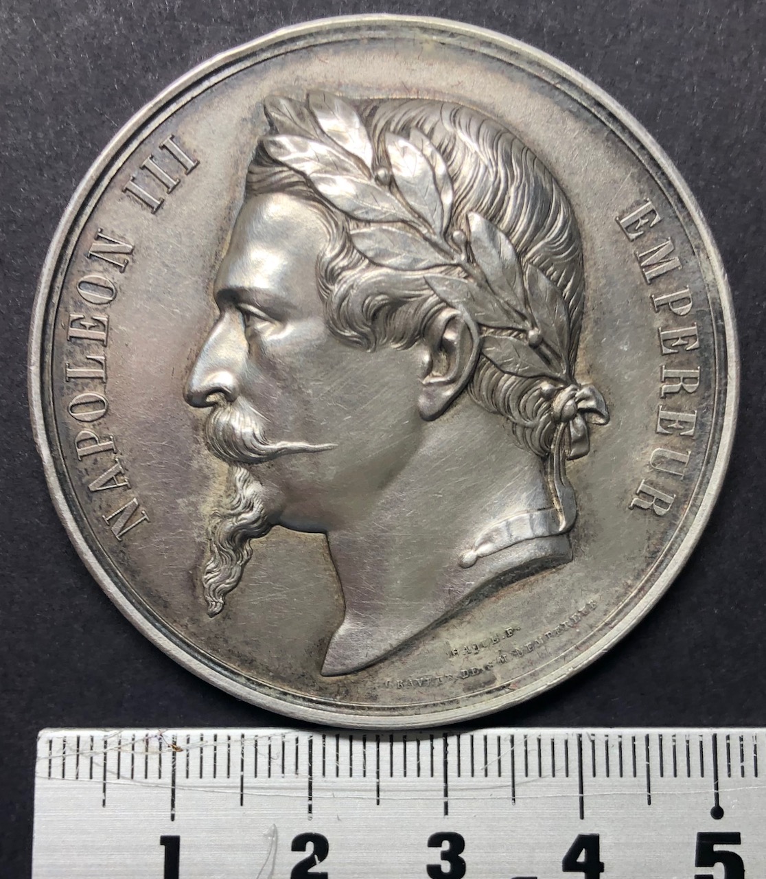 フランス1868年ナポレオン3世銀メダル画像