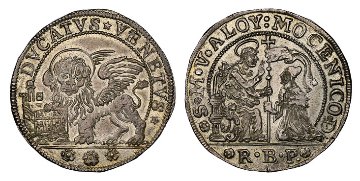 イタリア　ヴェネチア1768〜1769年アルヴィーゼ・モチェニーゴ4世ダカット大型銀貨NGC MS66最高鑑定画像