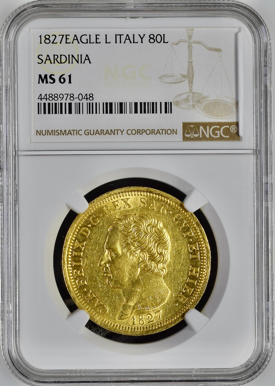 1828年イタリア80リラ金貨NGC AU55 - 旧貨幣/金貨/銀貨/記念硬貨