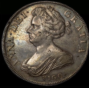 イギリス1703年アン女王クラウン銀貨 Vigo #2画像