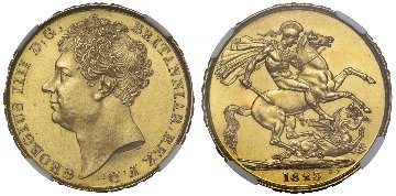 イギリス1823年ジョージ4世2ポンド金貨NGC MS62画像