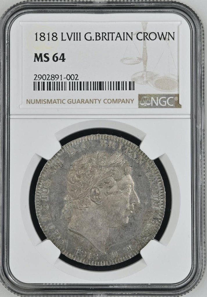 コイン1902年 イギリス クラウン銀貨「キングエドワード7世」NGC MS61