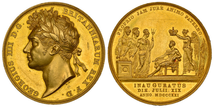 イギリス1821年ジョージ4世戴冠金メダルNGC PF62画像
