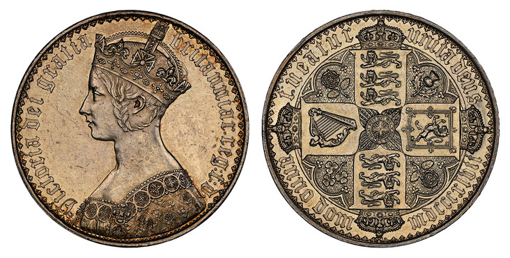 イギリス1847年ゴシッククラウン銀貨NGC PF61画像