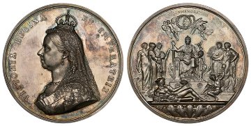イギリス1887年ヴィクトリア戴冠50年銀メダルNGC MS65画像
