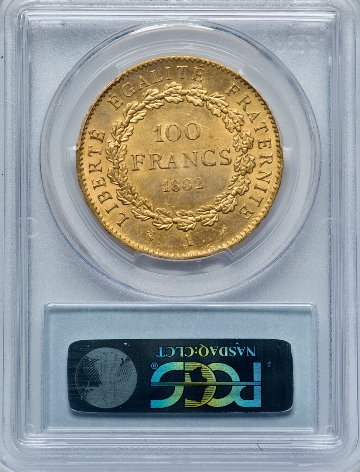 フランス1882年エンジェル 100フラン金貨 PCGS MS64画像