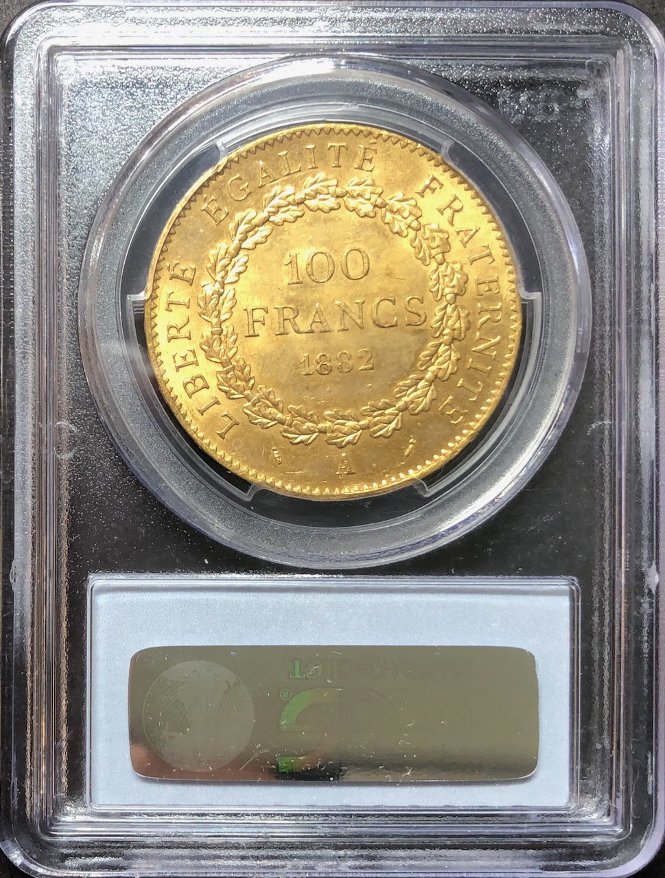 フランス1882年エンジェル100フラン金貨PCGS MS64画像