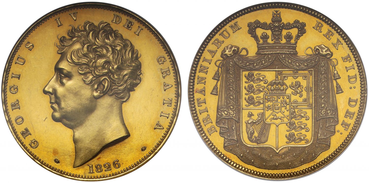 イギリス1826年ジョージ4世5ポンド金貨NGC PF61画像