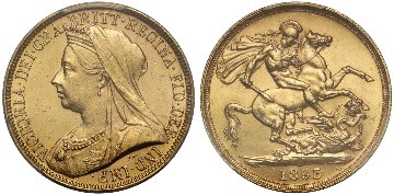 イギリス1893年ヴィクトリア2ポンド金貨PCGS MS62画像