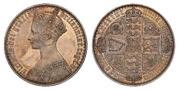 イギリス1847年ゴシッククラウン銀貨NGC PF63画像