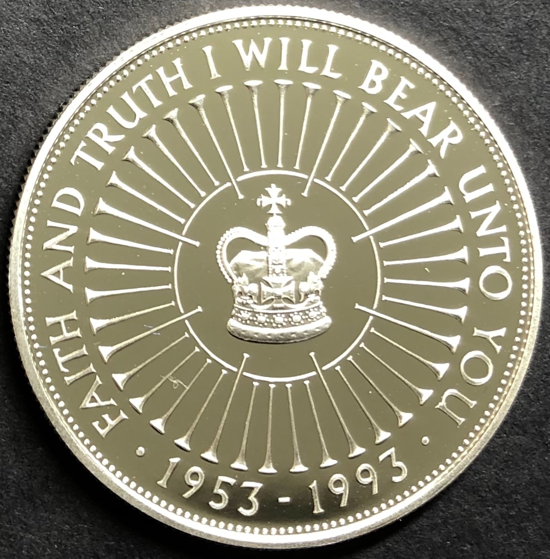 イギリス1993年戴冠40年5ポンド銀貨 / 箱証明書付 ②画像