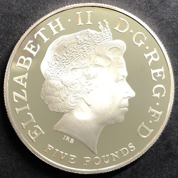 イギリス2013年ジョージ洗礼5ポンド銀貨 / 箱証明書付 画像