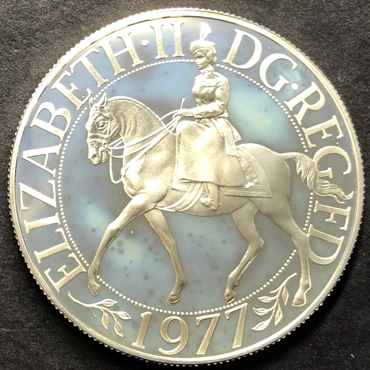イギリス1977年シルバージュビリー5ポンド銀貨 / 箱証明書付画像