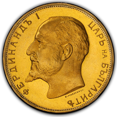 ブルガリア1912年100レヴァ金貨 リストライクPCGS PR68CAMの画像